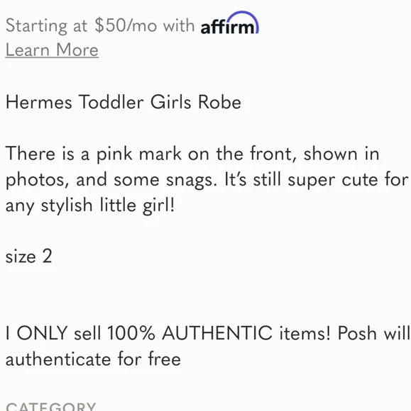 Hermes sz 2T bath Robe Pale Pink - Picture 8 of 8